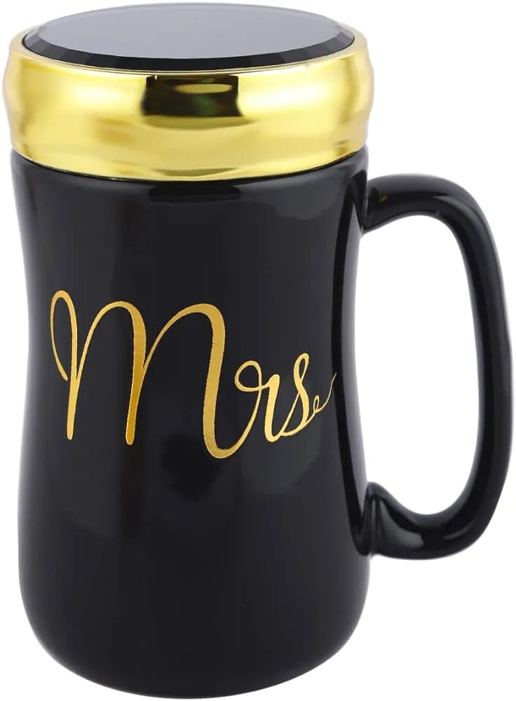 MR & MRS - Ceramic Mug Set Black & Gold