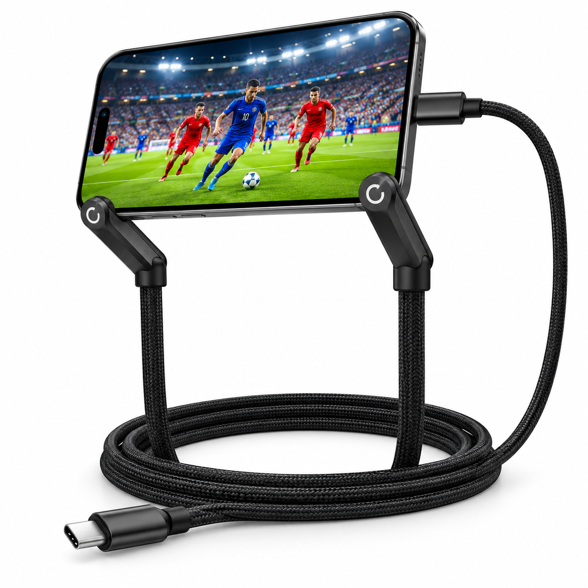 2-in-1 Invisible Stand Charging Cable, Multi Charger Cord with Type C Multi-Angle Adjustable Stand, 240W Fast Charging Cable 5 FT